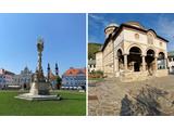 Dreifaltigkeitssäule in Timișoara; Dreifaltigkeitskirche Kloster Cozia CCBYSA4.0 Vacant0; MIHAIL@wikimedia.commons 